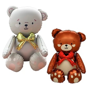 <span class=keywords><strong>Palloncini</strong></span> in Foil a Forma di Orsacchiotto con Fiocco Beige Opaco Retrò per Decorazione Festa di Compleanno, Mix di Colori Cartoon per la Cameretta dei Bambini - Product Image 4