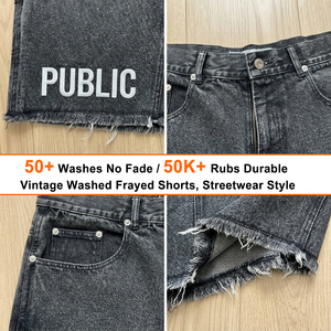 Professional Clothing Manufacturer Metal Rivet <b>Jeans</b> Jorts Custom Streetwear Flat Embroidery Acid Wash <b>Men</b> Baggy Denim Shorts - Product Image 2