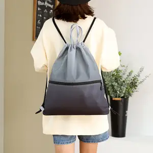 प्रवृत्ति ढाल रंग बीम मुंह बड़े क्षमता Drawstring शॉपिंग बैग