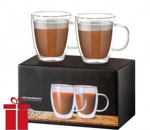 <b>Double</b> <b>Wall</b> Glass Coffee <b>Mugs</b> Heat Insulation Water Cup Crystal Clear Glass Coffee Cups for Tea Beverage Hot/Cold Good Gifts - Product Image 5
