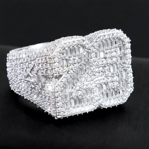 Nhẫn Moissanite Hip Hop mạ bạc 925 cao cấp, kiểu dáng baguette, đính đá Moissanite VVS, dành cho nam - Product Image 1