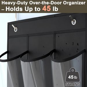 Over The Door <b>Shoe</b> Organizer 24 Pockets Crystal Clear Storage Rack For Closet With Metal <b>Hooks</b> Black Hanging <b>Shoe</b> Rack - Product Image 6