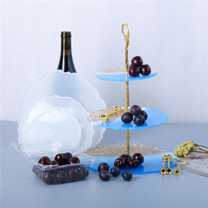 C011免费样品三层蛋糕甜点架环氧树脂模具波浪圆形方形大托盘硅胶模具 - Product Image 2