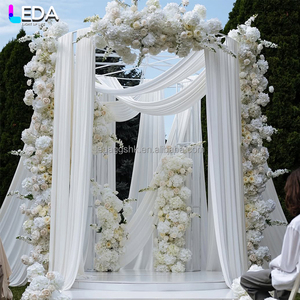 LEDA Wedding <b>Party</b> Decor Modern Outdoor Lawn Wedding Circular Wrought Iron Frame with White Fabric Draping <b>Backdrop</b> - Product Image 4