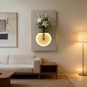 Decoración LED para el Hogar, Pintura Texturizada en Relieve 3D, Escultura Geométrica Hecha a Mano, Pintura Minimalista en Piedra Arenisca, Decoración para Hotel, Personalizable - Product Image 2