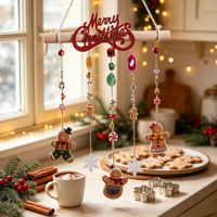 Décorations de Noël transfrontalières en bois et feutre, chaussettes de Père Noël en peluche, décorations murales et suspendues pour portes