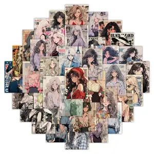 60 PCS cartoon port style girl stickers anime animation creative decoration notebook account material stickers wholesale