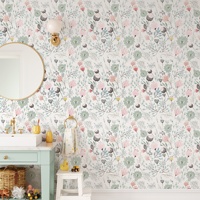 Papier peint floral pastel, autocollant en PVC, auto-adhésif, imperméable, amovible, papier peint pour la décoration de la maison et des chambres d'enfants