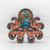 Décorations de bureau artisanales en bois personnalisées, décorations de table de Noël en bois 3D animaux de la forêt et poissons, cadeaux de Noël, artisanat en bois