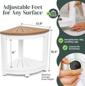 Gỗ không thấm nước Bảng điều khiển băng ghế dự bị Kệ cạo chân dễ dàng lắp ráp góc vòi hoa sen Phân đồ nội thất nhà vệ sinh phòng khách - Product Image 2