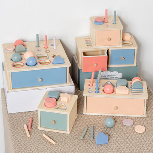 Bloques de madera transfronterizos para reconocer colores y formas, juguetes educativos Montessori, caja de clasificación de monedas, edades 3-6 - Product Image 2