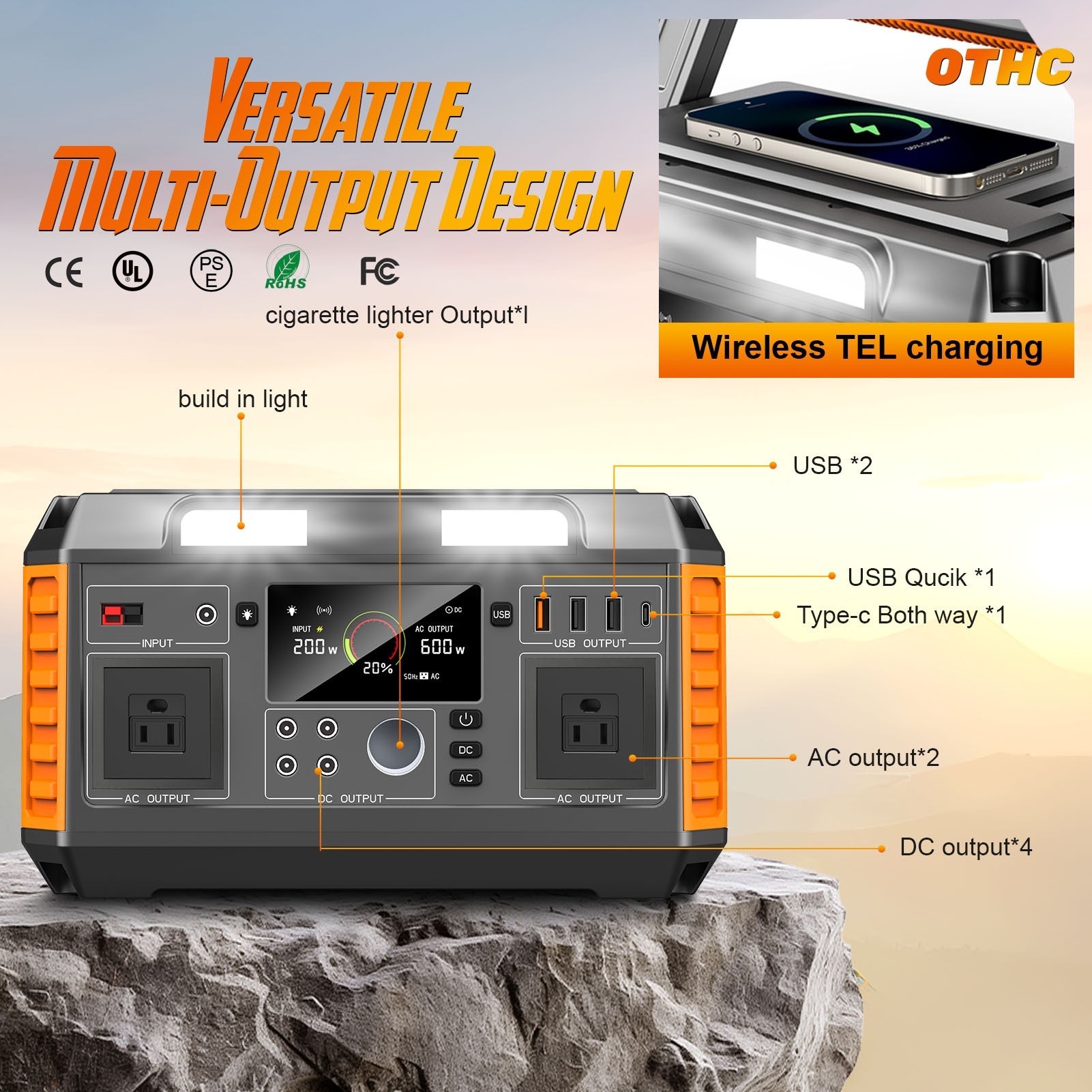 Factory Direct - Solar Panel Pure Sine Wave Wireless Charging Led Display BMS Type-C Emergency Portable Power Station · image 3