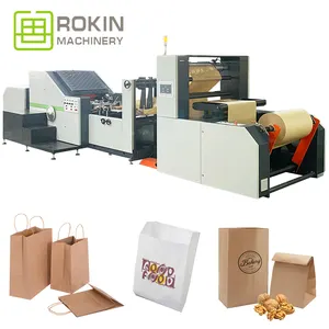 Montajlarla ROKIN marka promosyonu fabrikasyon sacs en papier des kağıt çanta yapma makinesi hs kodu