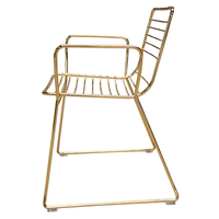 Chaise empilable en fil d'acier plaqué or, fauteuil moderne et simple, chaise contemporaine en métal doré pour bar et usage domestique