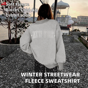 Sudadera Casual de Invierno para Mujer, Estilo Urbano, Estampada, Antiencogimiento, Cuello Alto, Manga Larga, Logotipo Frontal, Primavera Otoño, Alta Calidad - Product Image 2