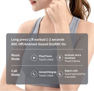 AGETUNR earphone TWS S57A pribadi, earbud nirkabel ANC V5.3, Headset bebas genggam, mengaktifkan siri, mikrofon ganda, headphone dalam telinga - Product Image 4