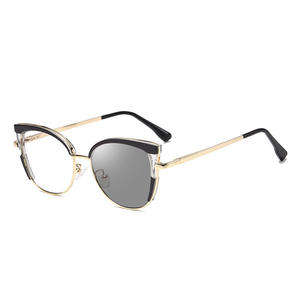 Nuevas monturas ópticas Cat Eye para mujer, anti luz azul, montura completa, lentes de PC con protección UV400. - Product Image 5