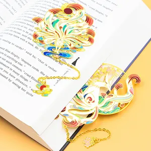 Wholesale Metal Golden Brass Bookmark Personalized Souvenir Gift Soft Enamel Custom Print Promotional Bookmark Tassel Bookmark