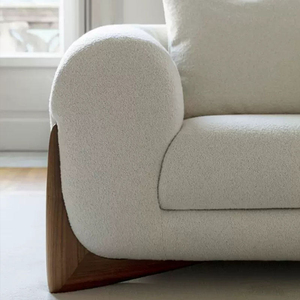 Canapé en tissu moderne et simple de style nordique, couleur crème, canapé droit pour salon, petit appartement, canapé en laine d'agneau - Product Image 2