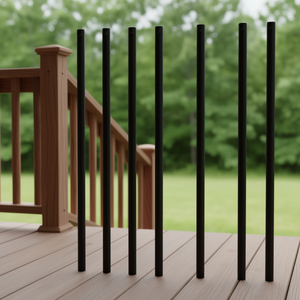 Barandillas clásicas huecas de aleación de aluminio de 32.28 pulgadas x 1 pulgada con recubrimiento en polvo negro satinado para terrazas. - Product Image 2