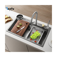 Offre Spéciale Nano porte-couteau tasse rondelle multifonction cascade robinet évier de cuisine moderne intelligent 304 évier en acier inoxydable cuisine