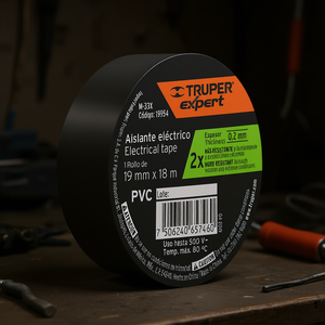 Ruban isolant électrique Truper Expert M-33X 19 mm x 18 m en PVC, adhésif en caoutchouc, résistance à haute température jusqu'à 500 °F, noir - Product Image 2