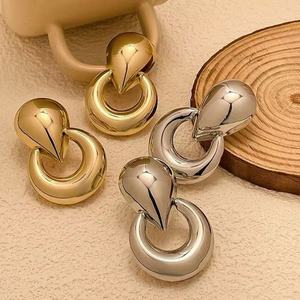 ต่างหูเงินแท้ S925 สไตล์ยุโรปอเมริกันแบบเรโทร รูปทรงหยดน้ำ พร้อมวงกลมเรขาคณิตเรียบง่าย เครื่องประดับอัลลอยด์ทันสมัยสำหรับงานปาร์ตี้ - Product Image 3