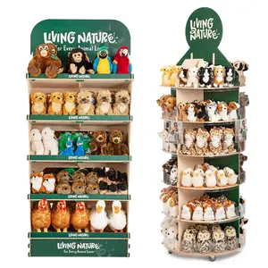 Estantes de exhibición de madera personalizables Soporte de juguete móvil y giratorio para tiendas minoristas Supermercados Tiendas de juguetes para madera contrachapada