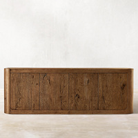 Meuble TV Rhoohill personnalisé pour salon, en bois naturel, 4 portes, style vintage américain, console multimédia longue en bois