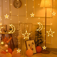Hot Sale 138 LED Moon Star Lampe String Fenster Vorhang Licht für Outdoor-Hochzeits feier Ramadan Dekoration für Indoor Room Decor