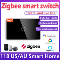 Interruptor Táctil Inteligente Comans Tuya Zigbee, Panel de Vidrio Táctil para Control de Voz por Altavoz Inteligente, Fabricante para EE. UU. y Australia