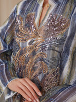 Abaya Maxi Élégante et Respirante en Polyester Brodé de Paillettes pour Femme Adulte, Idéale pour les Mariages et Toutes les Saisons