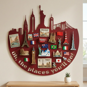 Tablero Magnético Personalizado con Siluetas de Ciudades del Mundo, Decoración de Pared Metálica para el Hogar - Product Image 1