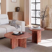 Meubles de salon modernes de luxe, table basse en travertin, ensemble de tables basses en pierre naturelle, meubles de maison durables avec rangement