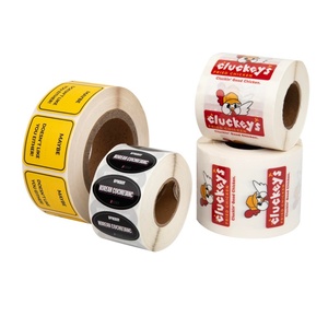 Rouleau d'autocollants en vinyle personnalisés 50x50mm résistants pour produits automobiles, articles divers, carnets, pain, sucre, thé, sacs en polyéthylène, bananes, poulet - Product Image 1