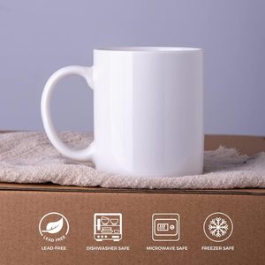White Ceramic <b>Mug</b> Sublimation Blank Modern Design 11oz Dishwasher Safe Gift <b>Box</b> Included for Office Home Use - Product Image 5