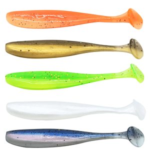 Lot de leurres souples de pêche 25, 50 ou 100 pièces, 6cm, 7cm, 9.5cm, avec hameçons à tête plombée, 10 couleurs, leurres souples artificiels bioniques à queue en T - Product Image 1