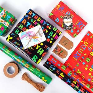 Wholesale High Quality Birthday Tissue Rolls Birthday Red Green <b>Black</b> Packaging <b>Wrapping</b> <b>Paper</b> Roll Uperior Craftsmanship - Product Image 1