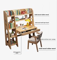 Ensemble bureau et bibliothèque en bois massif au design simple pour les élèves du primaire et du collège, table d'étude compacte pour les petits espaces - pour