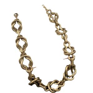 Collar llamativo chapado en oro vintage con cadena irregular de aleación de zinc, diseño en forma de U, ideal para fiestas. - Product Image 5