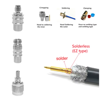 Sans soudure Type N SMA TNC BNC UHF PL259 SO239 7/16 Din 4.3-10 mâle femelle prise Jack connecteur coaxial RF à sertir à Angle droit
