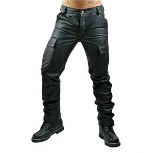 Pantalones Casuales de PU para Hombre, Estilo Punk Vintage Gótico, Ligeros, de Cintura Media, con Bolsillos, para Uso Táctico - Product Image 3