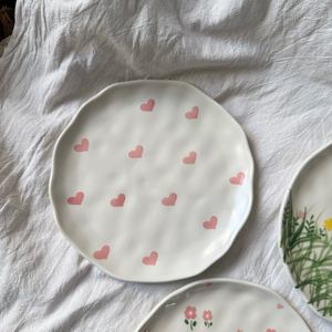 Ins Irregular corazón flor diseño cerámica postre pastel plato alta temperatura porcelana bajo vidriado Color 8 pulgadas plato - Product Image 3
