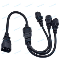 PDU IEC 320 C14 mâle vers 3 X C13 femelle Y Splitter Power Adapter Cable 10A 250V UPS PSU Extension Cable (2ft/0.6m)