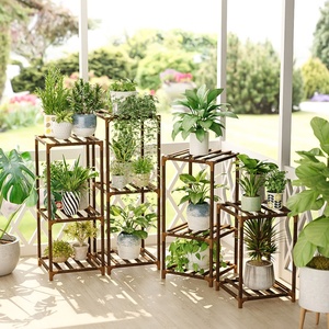 Support de <span class=keywords><strong>plante</strong></span> <span class=keywords><strong>en</strong></span> <span class=keywords><strong>bois</strong></span> intérieur extérieur étagère à fleurs supports de plantes à plusieurs niveaux pour plusieurs plantes grand support de jardinière étagères suspendues support - Product Image 6