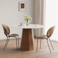 Table à manger moderne nordique, plateau en pierre frittée blanche, base en bois massif, écologique, table de cuisine 4 places, table à manger pour la maison