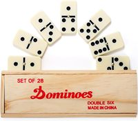 Lot de 28 jeux de société en bois double six dominos avec étui en bois durable pour joueurs de domino