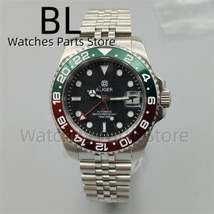 BLIGER 40mm <span class=keywords><strong>GMT</strong></span> Reloj para hombre Bisel de cerámica Cristal de zafiro Esfera luminosa 10Bar Cristal de zafiro resistente al agua Acero inoxidable Glideclas - Product Image 4