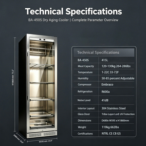 Compressor Stainless Steel Chiller Age Freezer Dried Home Beef UV Machine Dry Age Meat <b>Refrigerator</b> Single-Zone Design Ideal for - Product Image 6