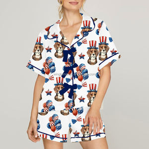 Summer <strong>Patriotic</strong> Ice Cream Cup Print <strong>Short</strong> Sleeve Shirt <strong>Shorts</strong> American Flag All Over Print Pajama Set Women - Product Image 3